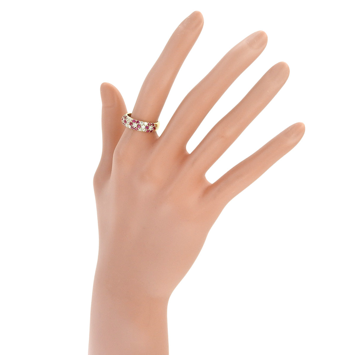 フラワーパヴェ ルビー ダイヤモンド リング R0.50/D0.39 イエローゴールド K18YG 12(52)号 6.2g