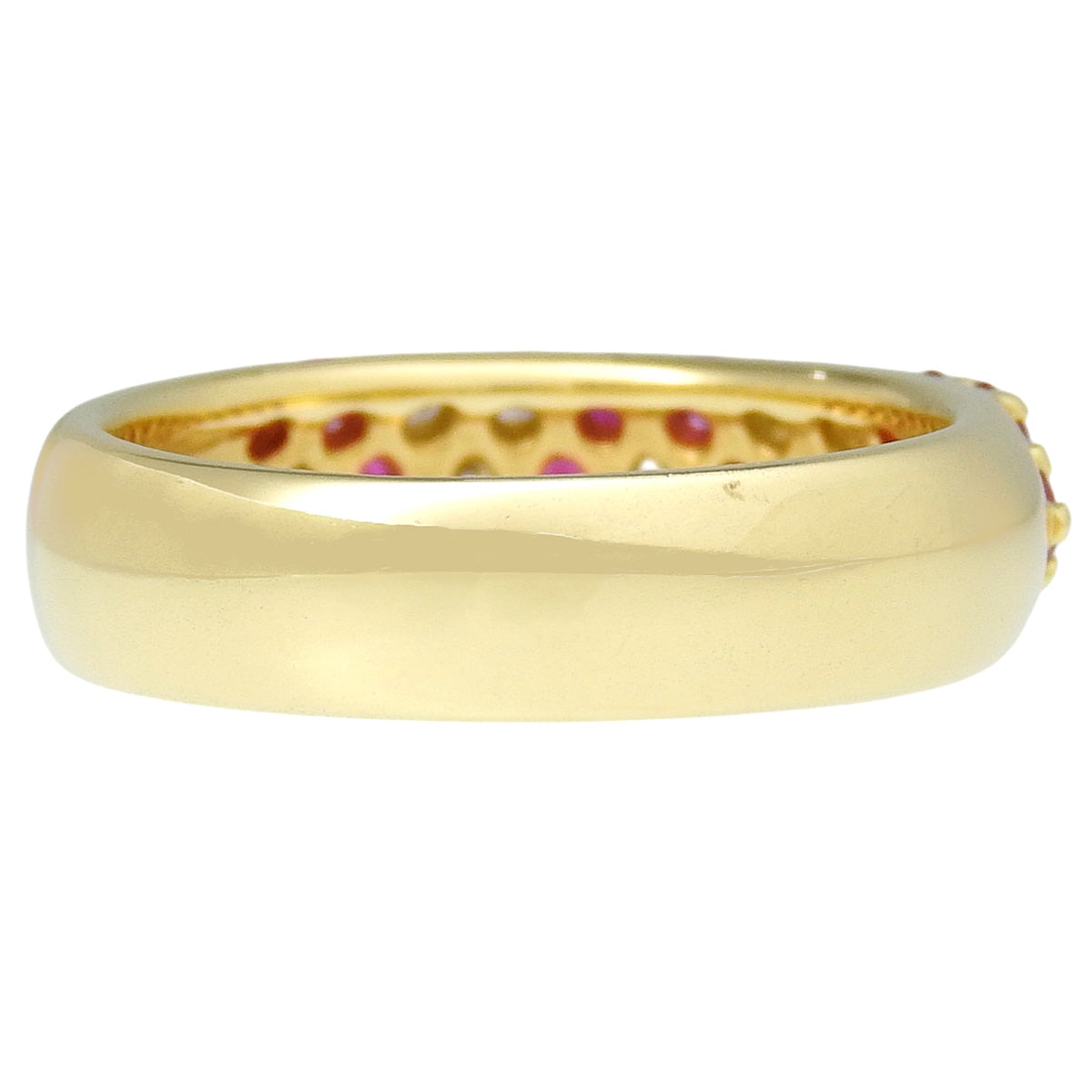 Flower Pavé Ruby and Diamond Ring, R0.50/D0.39, 18K Yellow Gold, Size 12 (52), 6.2g