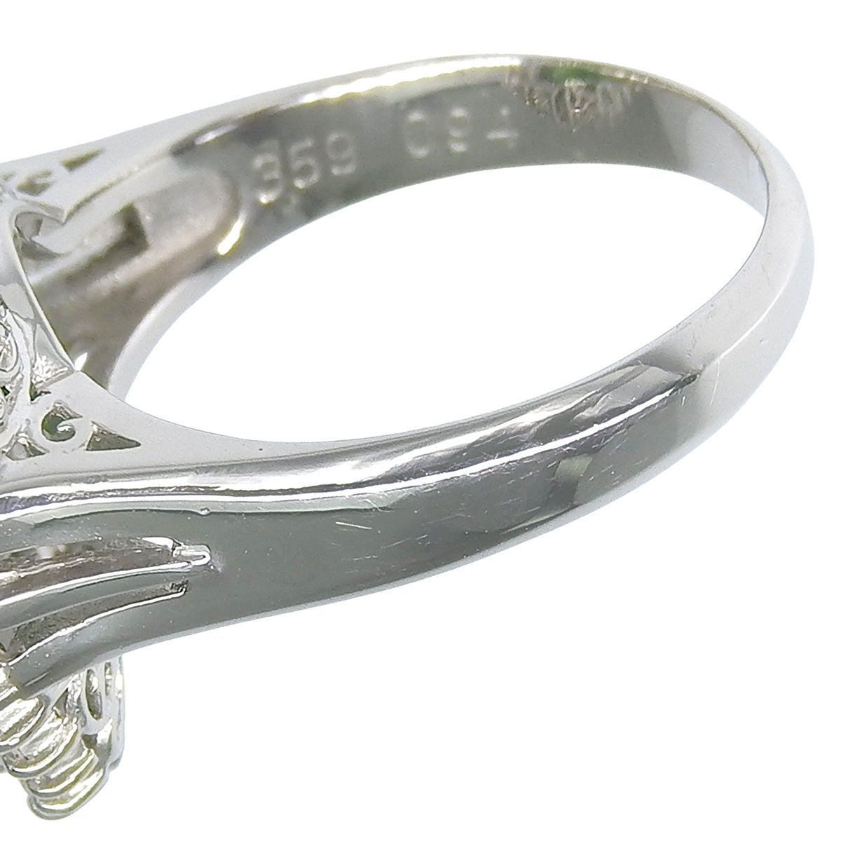Jadeite Diamond Ring H3.59/D0.94 Platinum Pt900 11.2g Jadeite
