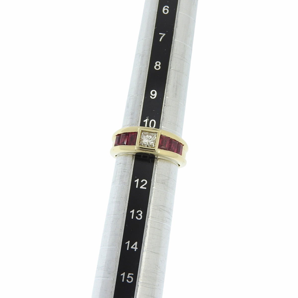 Diamond and ruby ​​ring, D0.50/R1.28, 18K yellow gold, size 10.5 (50.5), 7.1g