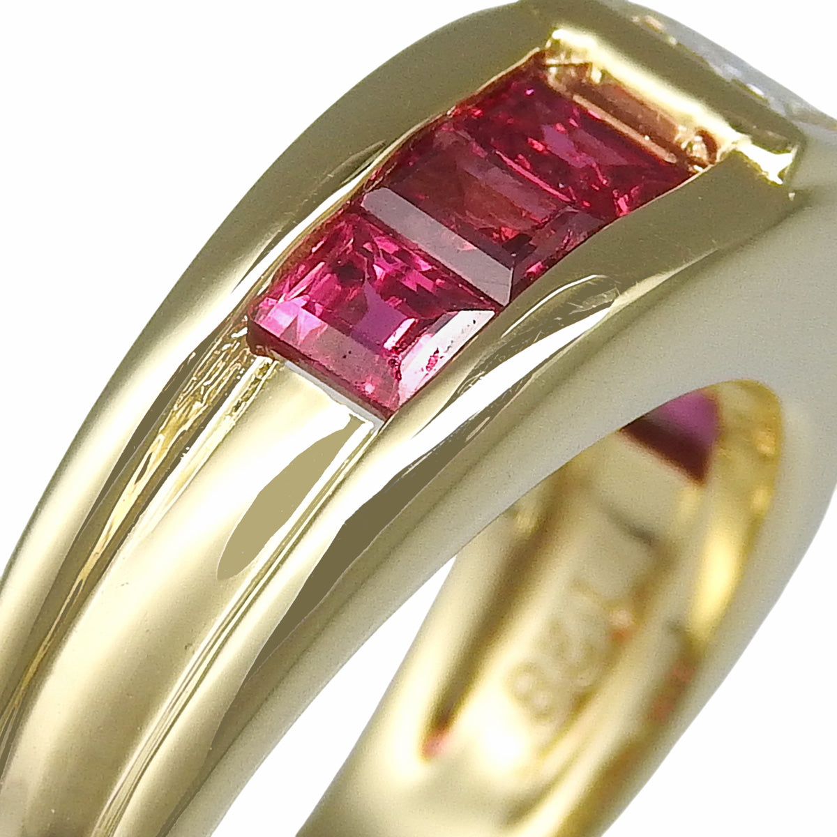 Diamond and ruby ​​ring, D0.50/R1.28, 18K yellow gold, size 10.5 (50.5), 7.1g