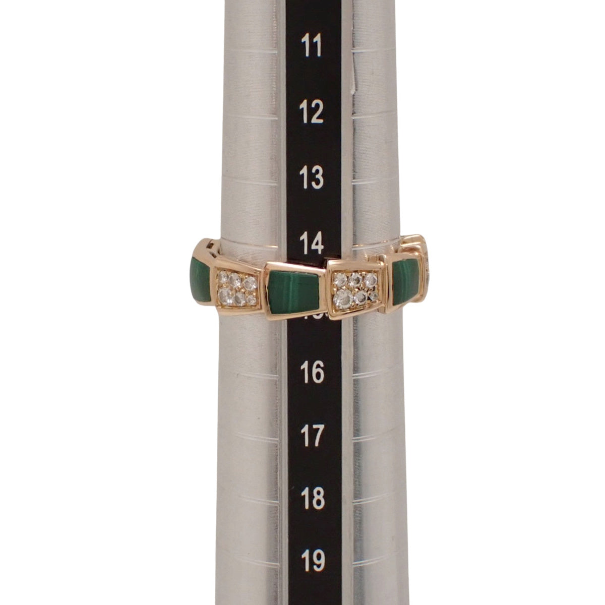 Serpenti Viper Ring, Diamond/Malachite, Pink Gold, 18KPG, 7.1g