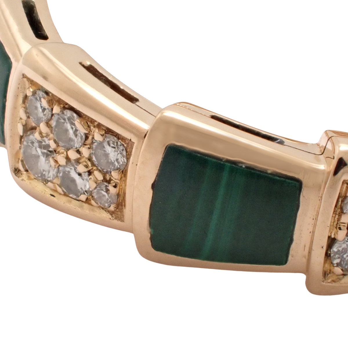 Serpenti Viper Ring, Diamond/Malachite, Pink Gold, 18KPG, 7.1g