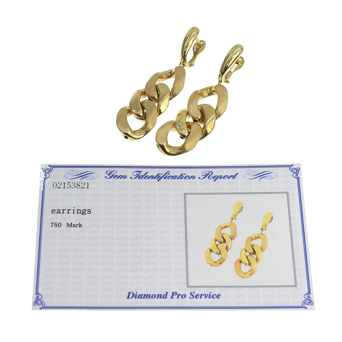 Chain Earrings, Yellow Gold K18YG, 6.6g