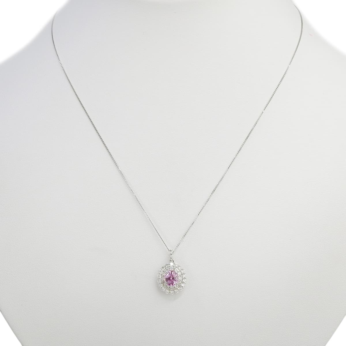 ピンクサファイア ダイヤモンド ネックレス PS1.095/D0.72 プラチナ Pt900 Pt950 3.2g