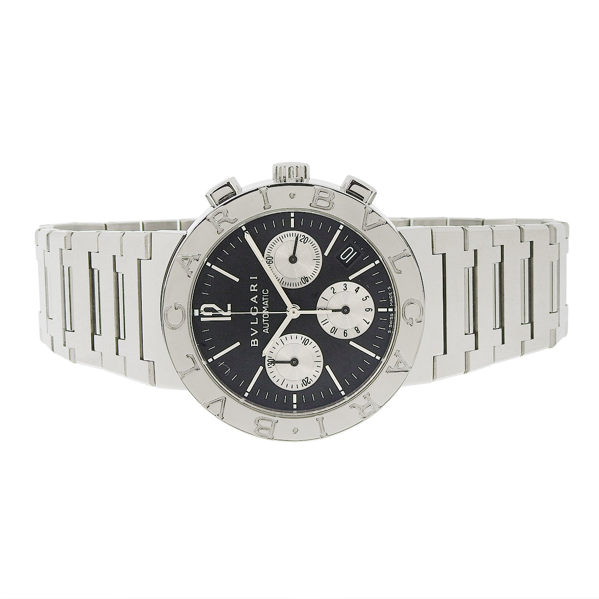 ブルガリブルガリ クロノグラフ BB38SSCH SS ブラック 自動巻き メンズ
