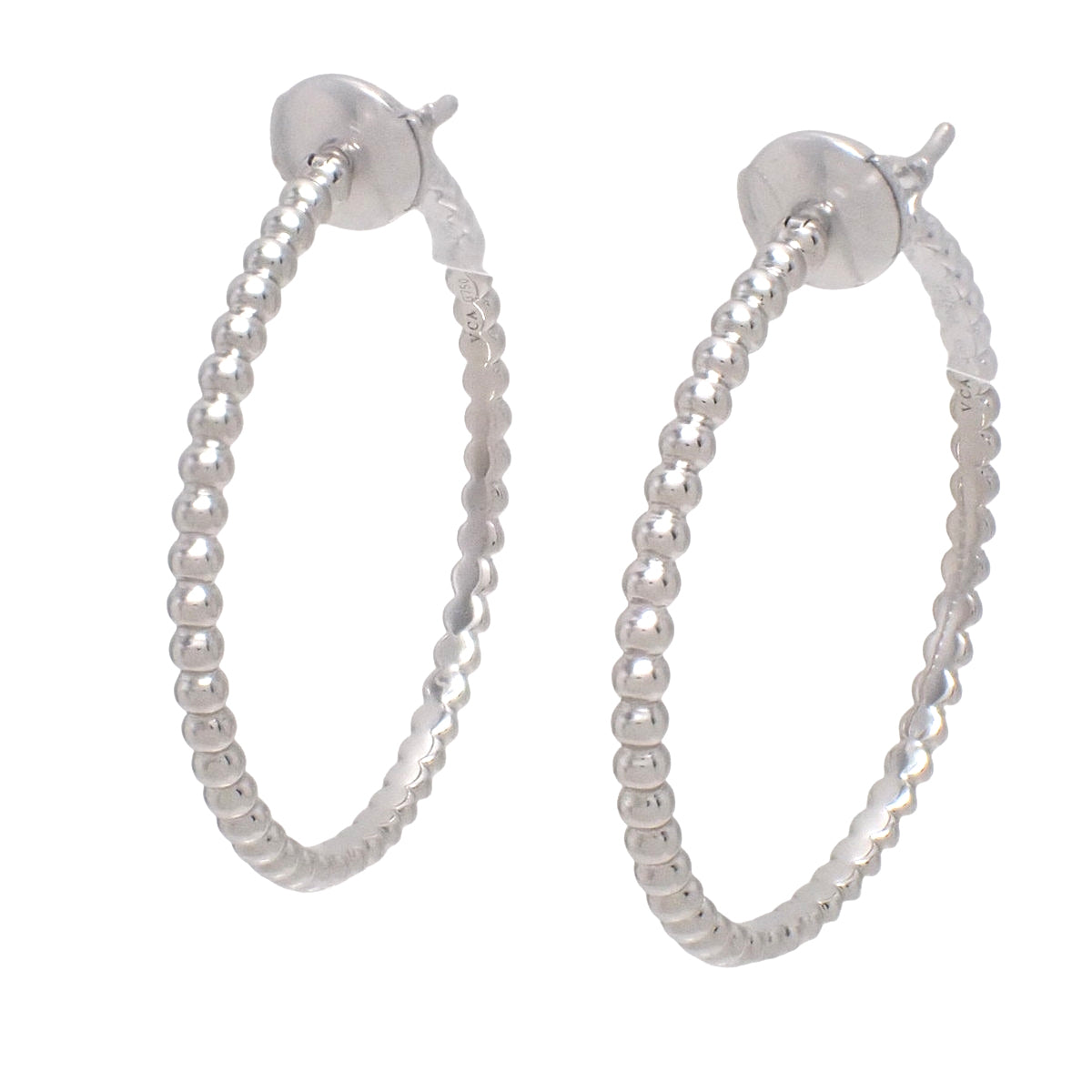 Perle Gold Pearl Hoop Earrings, Small Model, White Gold, 18K White Gold, 9.1g