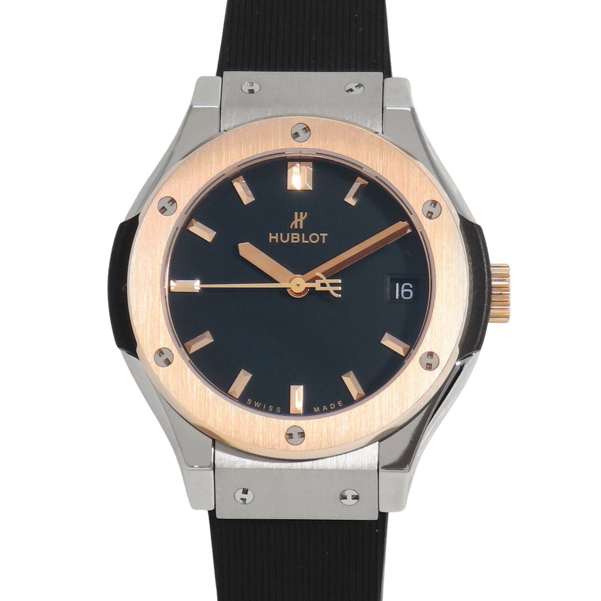 经典融合钛金王金 581.NO.1181.RX TI/PG/橡胶黑石英女款