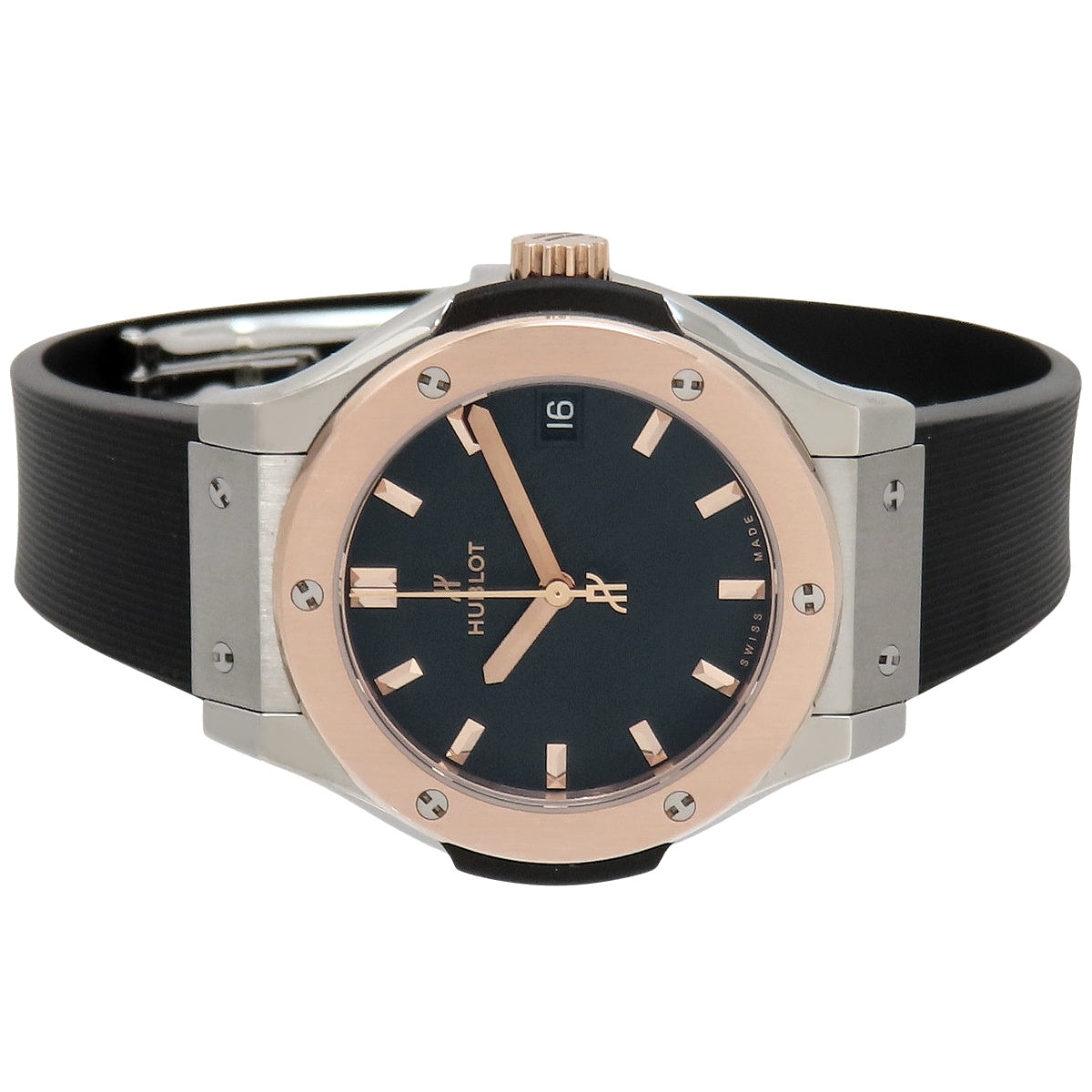 经典融合钛金王金 581.NO.1181.RX TI/PG/橡胶黑石英女款