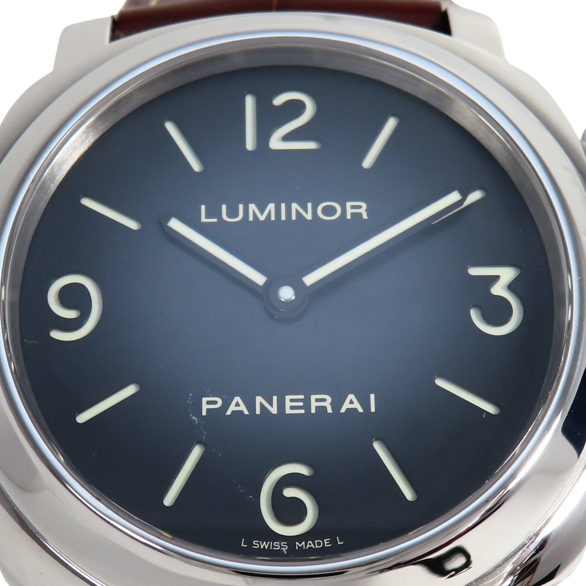 ルミノール ベース PAM00112 SS/革 ブラック 手巻き メンズ