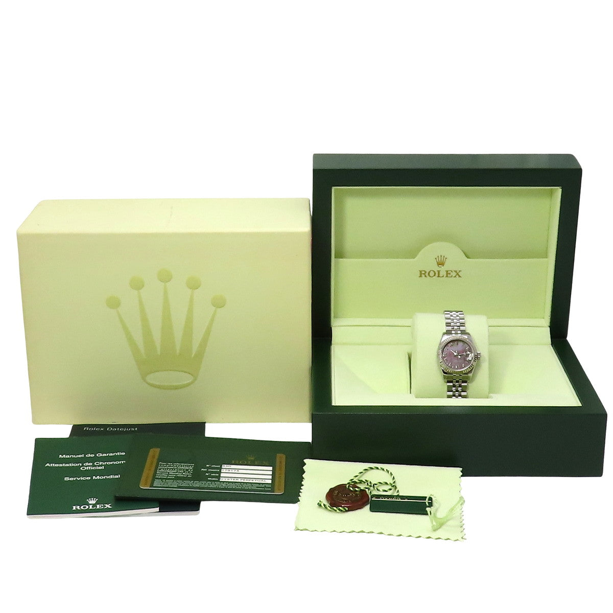 デイトジャスト 179174NG WG/SS ランダム番 シェル文字盤 ブラックシェルローマ 自動巻き レディース