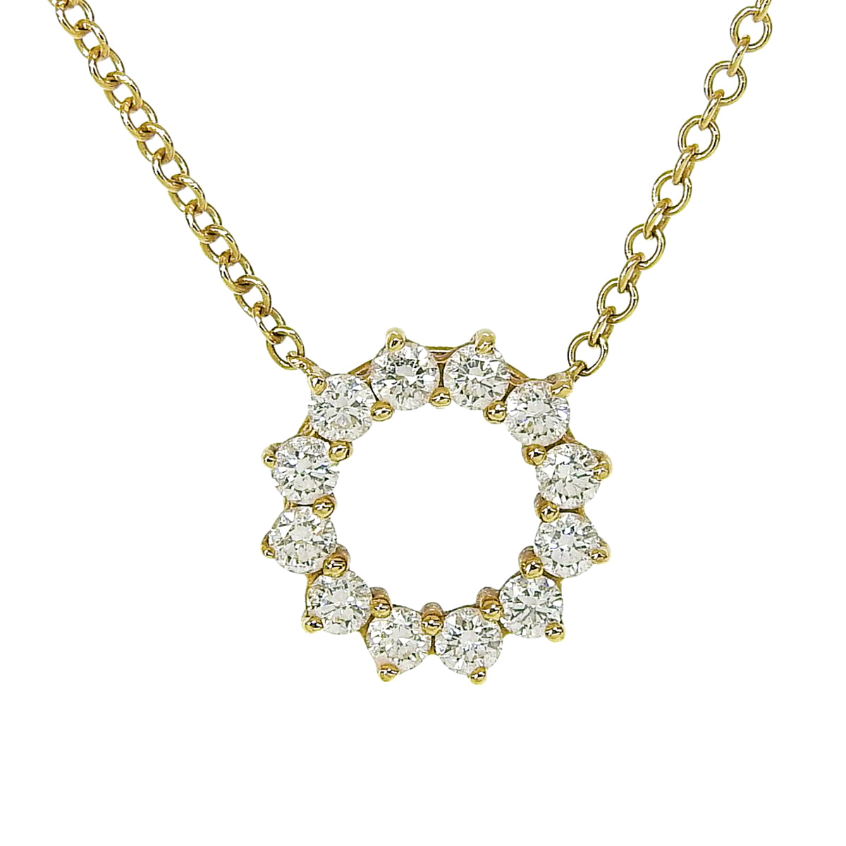 オープン サークル ペンダント ダイヤモンド イエローゴールド K18YG 2.0g アクセサリー ジュエリー