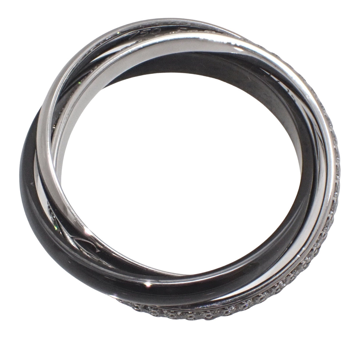 三位一体戒指，陶瓷材质，小号，半密镶钻石，18K白金，陶瓷，CE认证