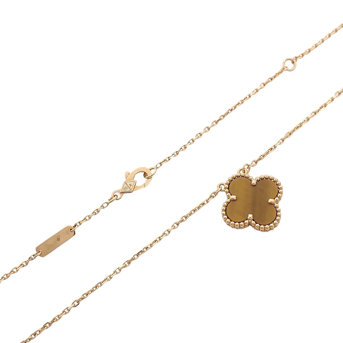 复古 Alhambra 虎眼石黄金吊坠，18K 黄金，5.4 克