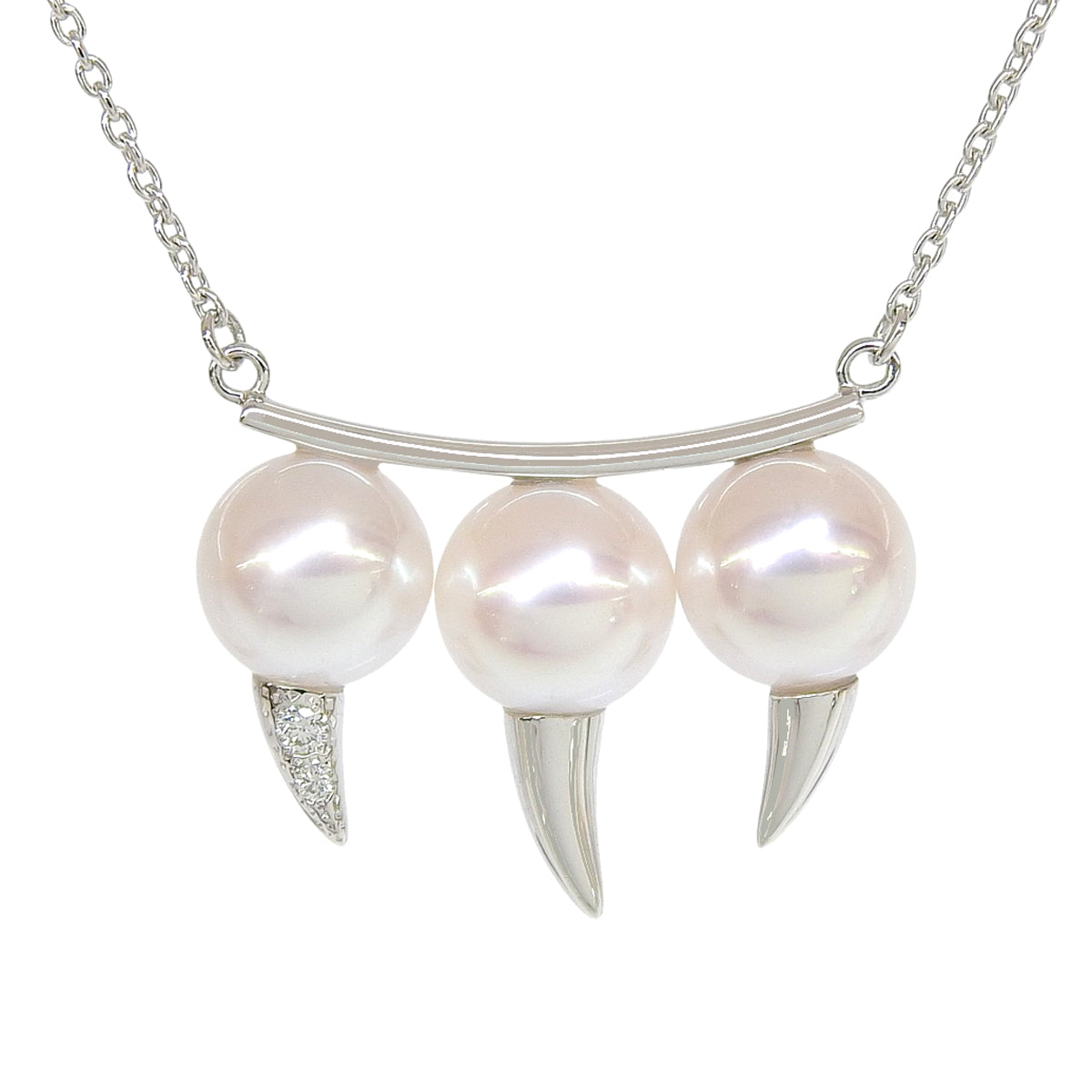 デインジャー ファング ネックレス ダイヤモンド D0.01 ホワイトゴールド K18WG 5.6g