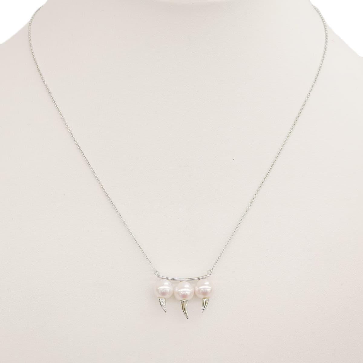 デインジャー ファング ネックレス ダイヤモンド D0.01 ホワイトゴールド K18WG 5.6g