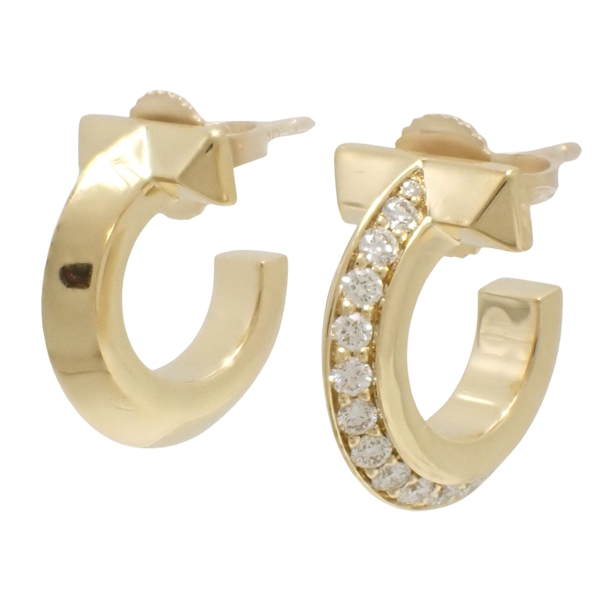 T One Hoop Earrings with Diamonds D0.20,0.20 and 18K Yellow Gold 7.4g