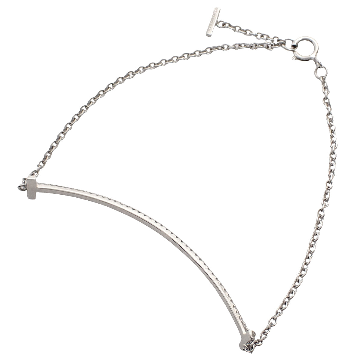 T Smile Bracelet with Diamonds and White Gold K18WG 2.4g