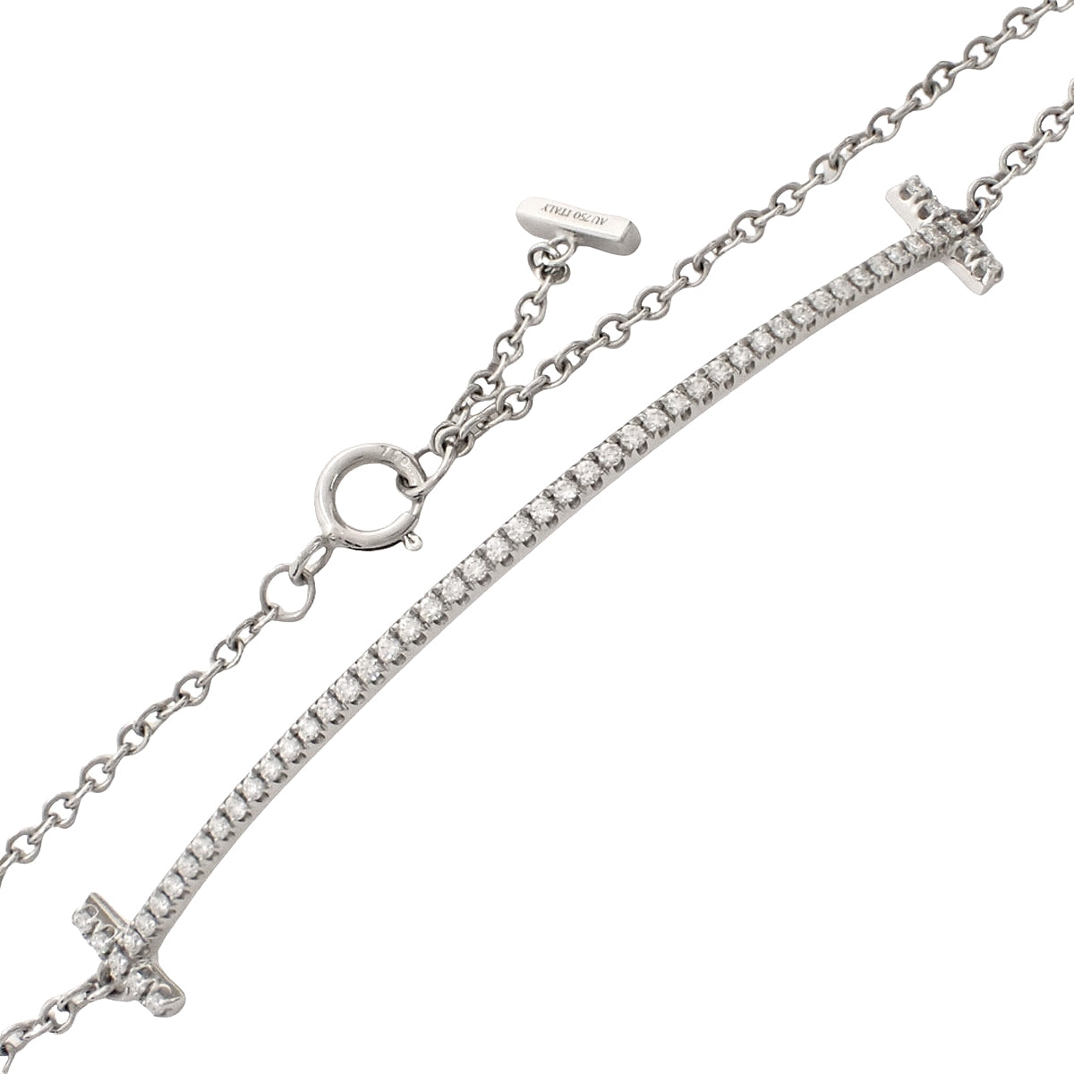 T字形微笑手链，镶钻，18K白金，2.4克