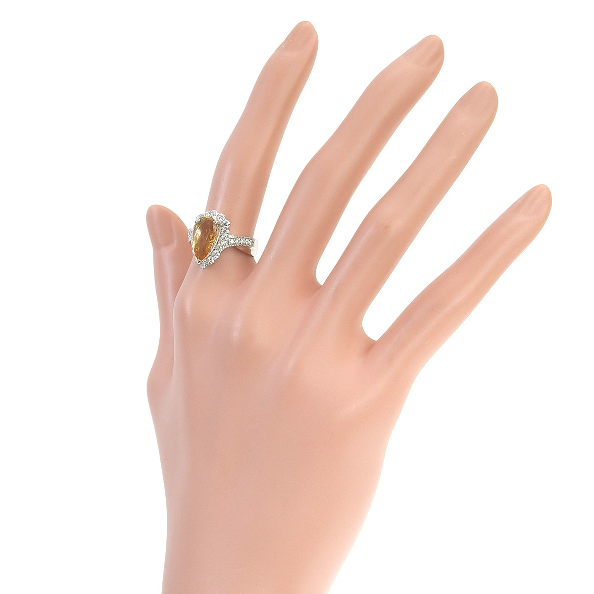 トパーズ ダイヤモンド ティアドロップ リング T3.51/D0.77 プラチナ Pt950 7.4g