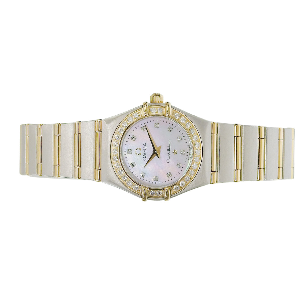 星座系列 迷你型 1267.75 18K黄金/精钢 白色贝母表盘 钻石表圈/时标 石英 女士腕表