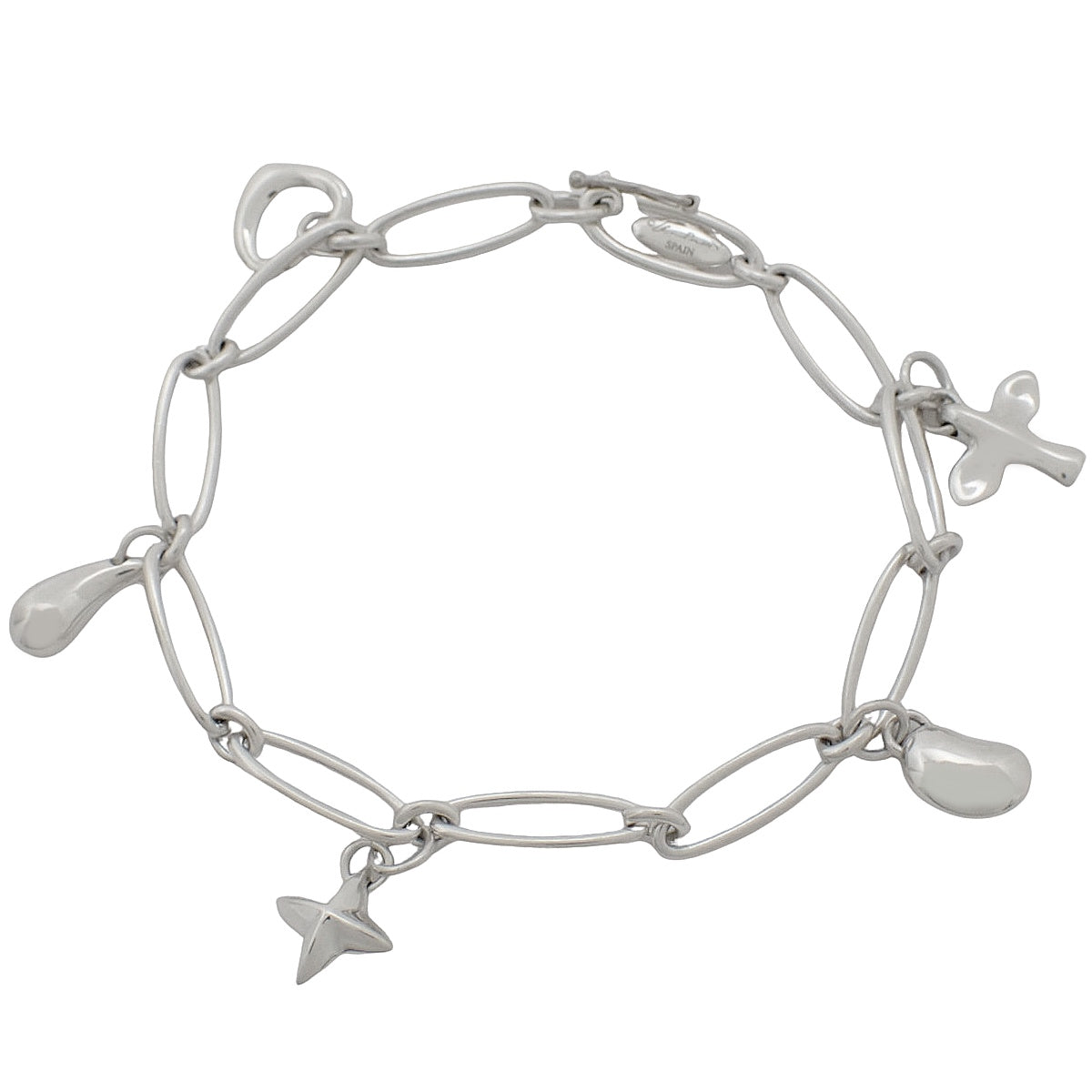 Oval Link 5 Charm Bracelet in Silver SV925
