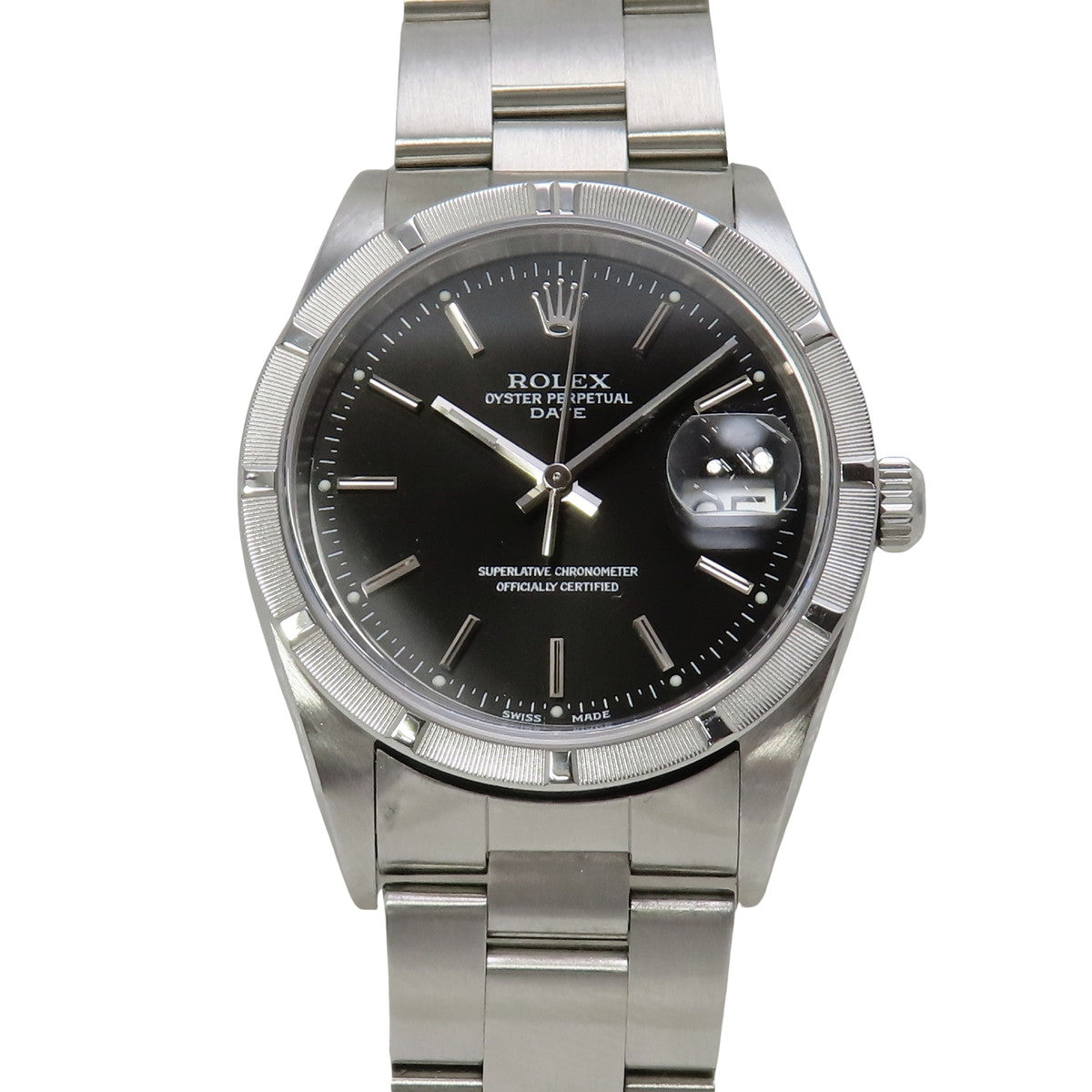 オイスターパーペチュアル デイト 15210 SS Y番 ブラック 自動巻き メンズ