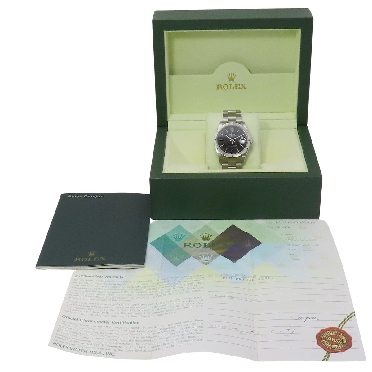 オイスターパーペチュアル デイト 15210 SS Y番 ブラック 自動巻き メンズ