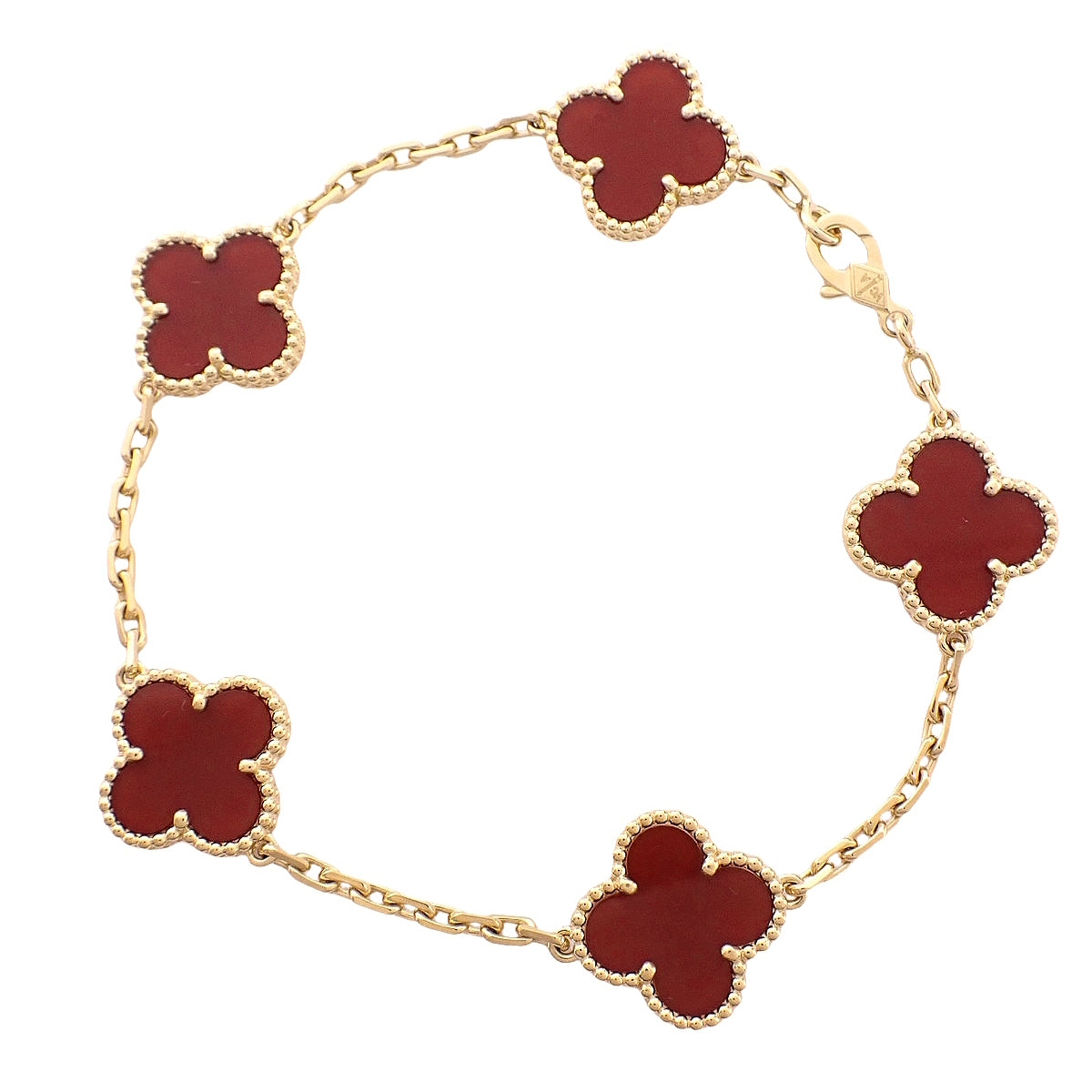 ヴィンテージ アルハンブラ ブレスレット 5モチーフ カーネリアン K18YG 12.1g