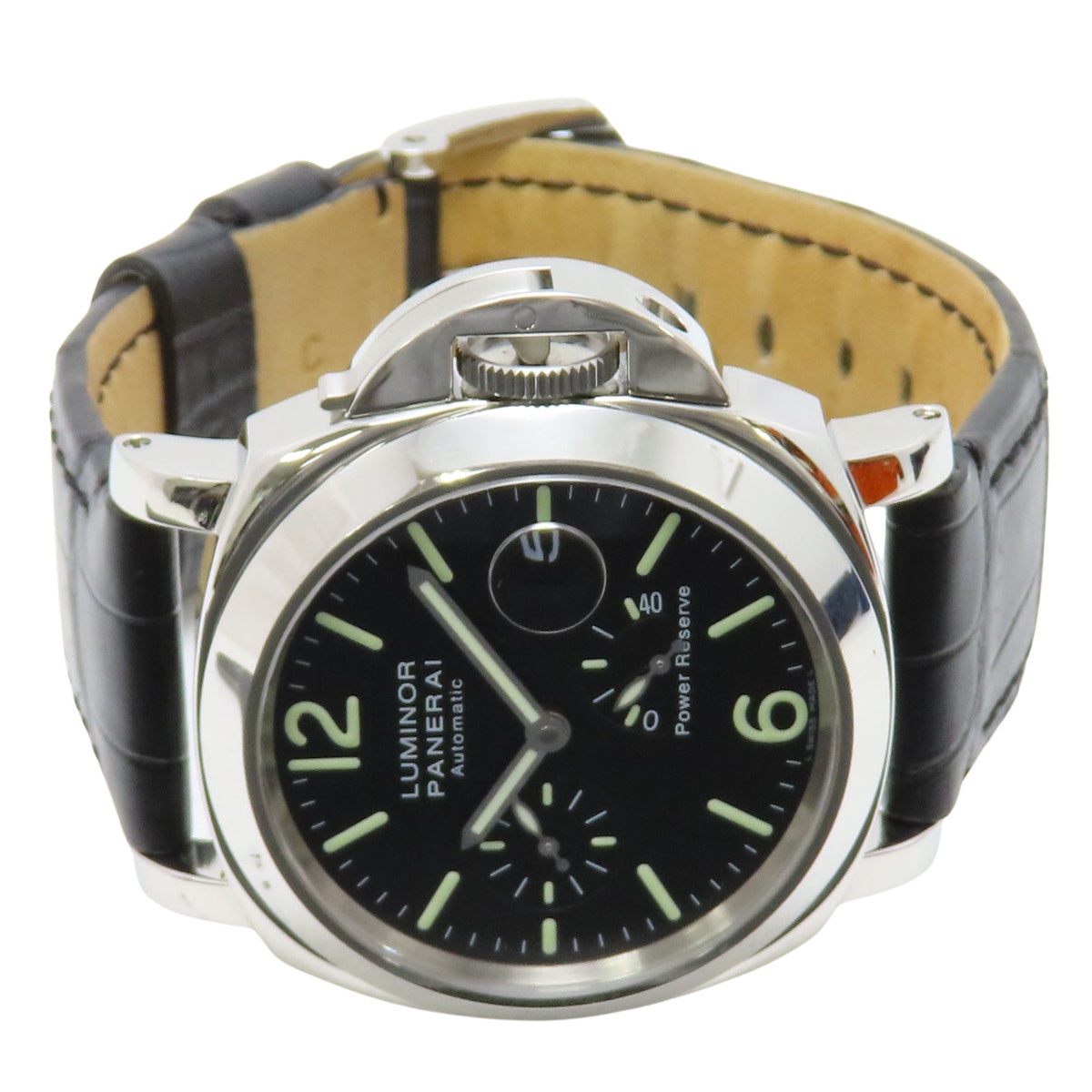 ルミノール パワーリザーブ PAM00090 SS/レザー ブラック 自動巻き メンズ