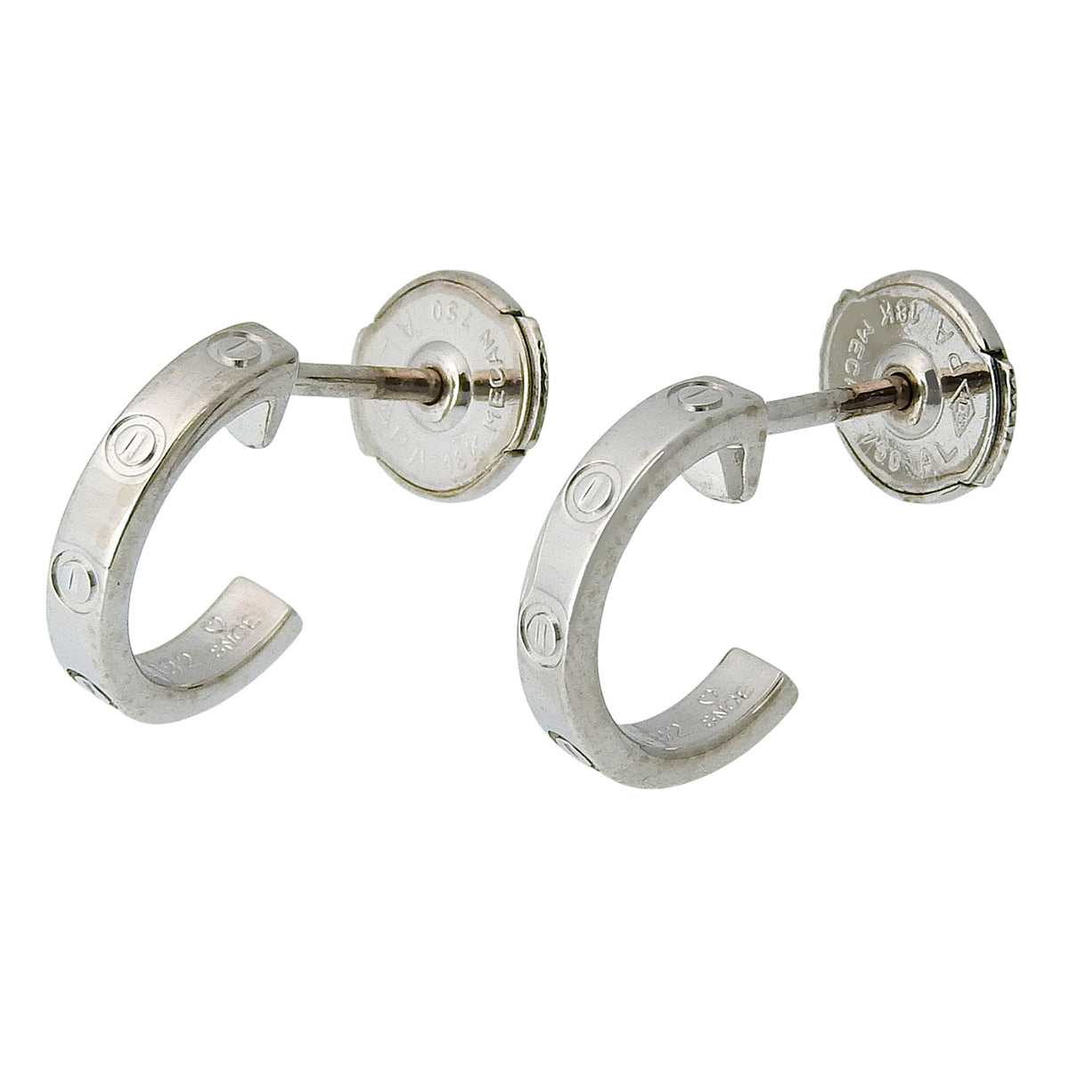 LOVE Hoop Earrings, Small Model, White Gold, K18WG, 3.5g