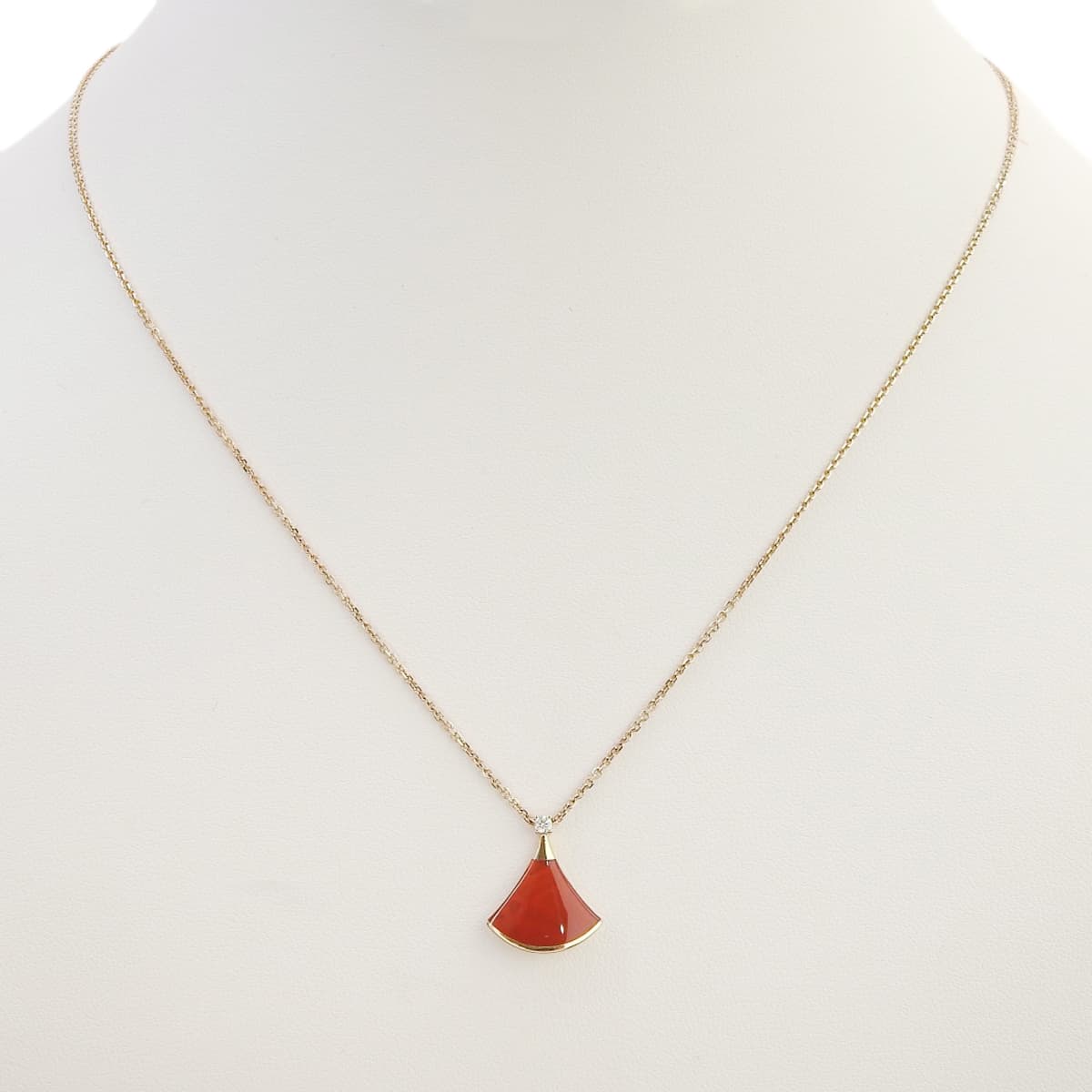 Diva's Dream Necklace Diamond/Carnelian Pink Gold K18PG 4.9g
