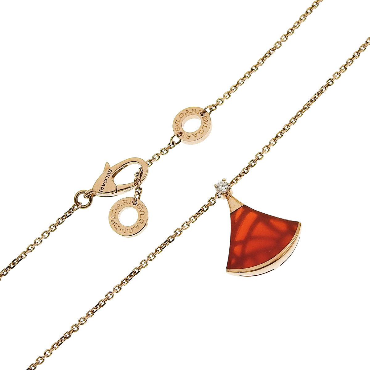 Diva's Dream Necklace Diamond/Carnelian Pink Gold K18PG 4.9g
