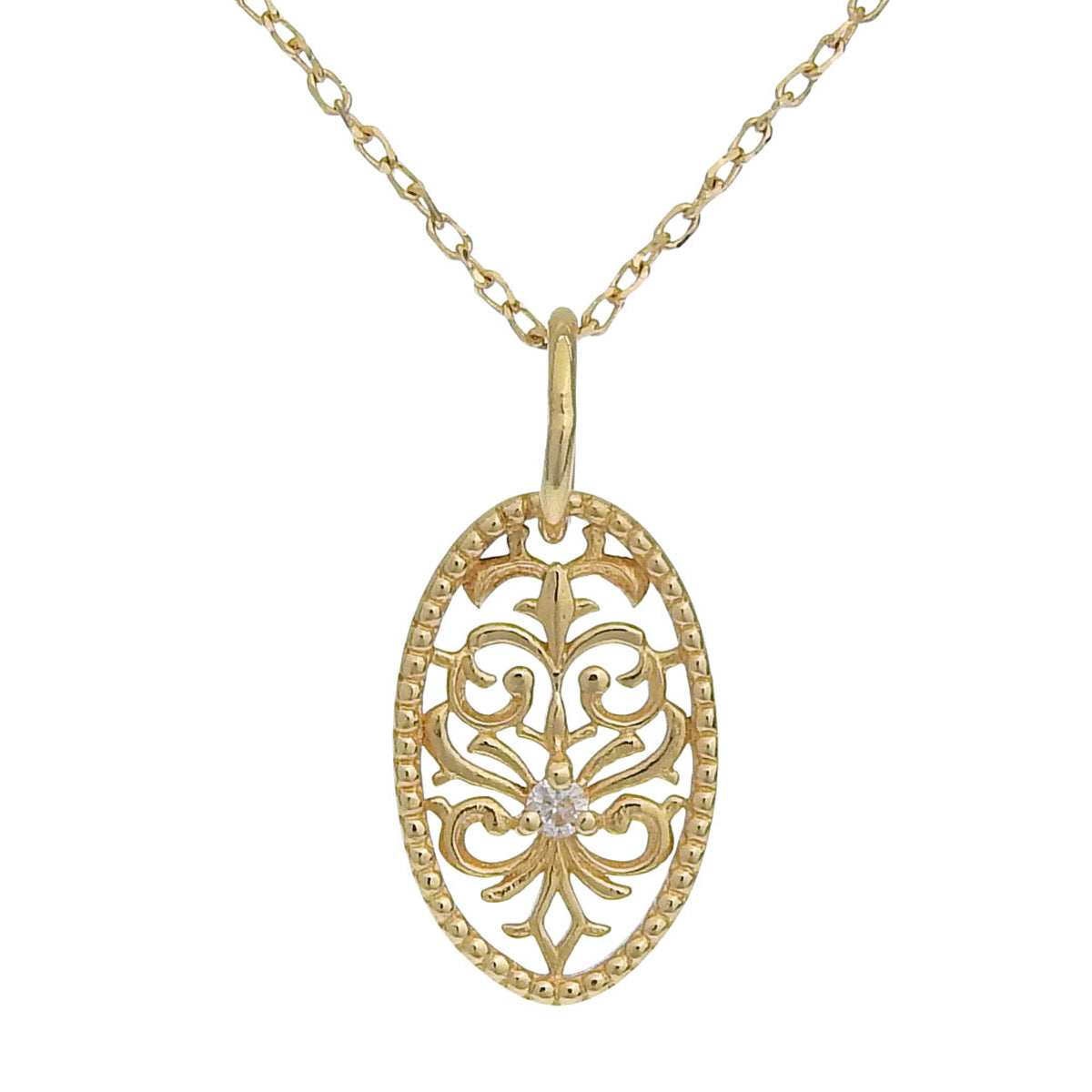 Diamond necklace D0.01 Yellow gold K18YG 1.4g