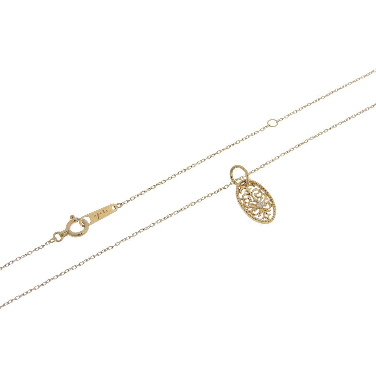Diamond necklace D0.01 Yellow gold K18YG 1.4g