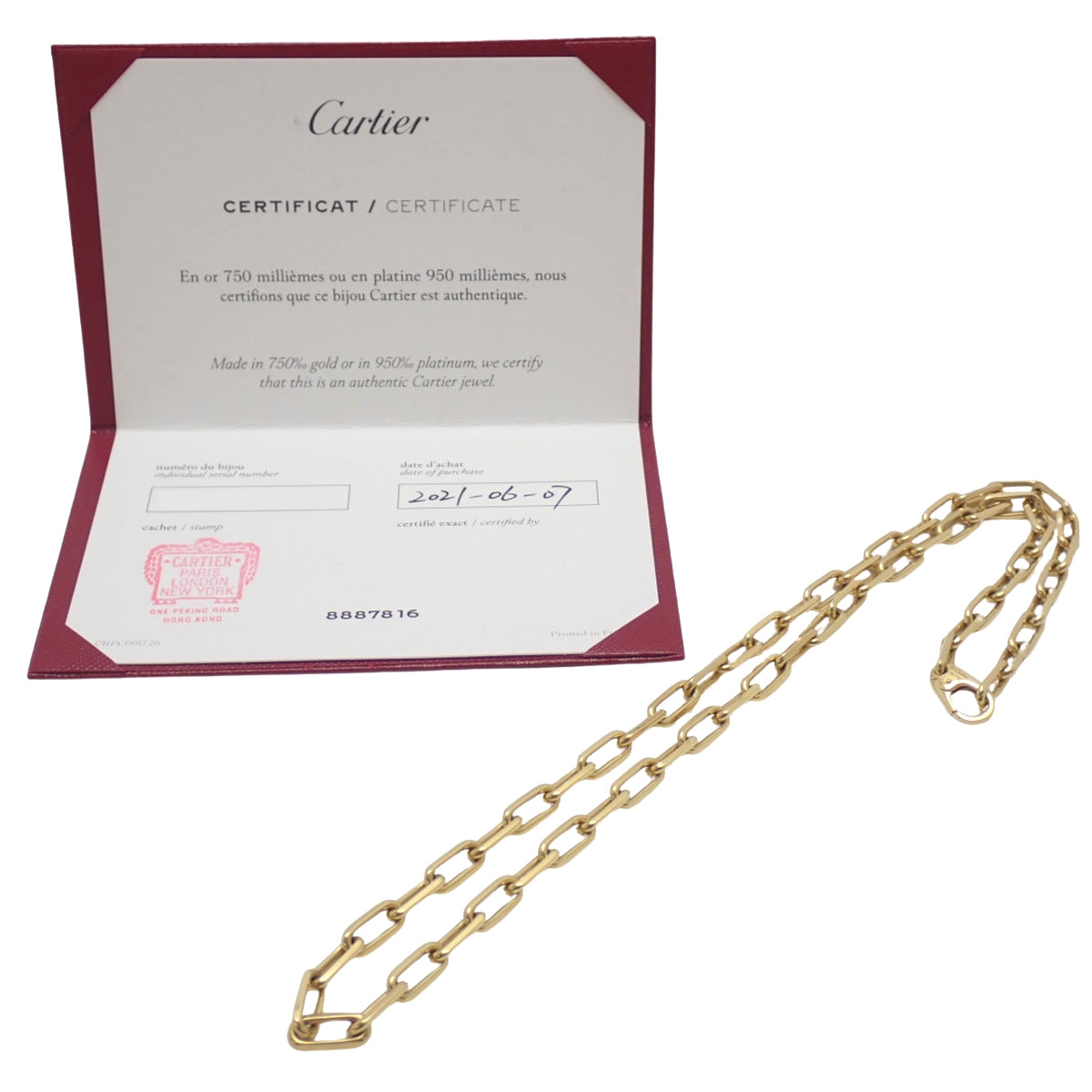 サントス ドゥ カルティエ ネックレス イエローゴールド K18YG 51.5g