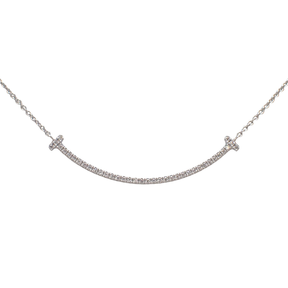 T スマイル ペンダント スモール ダイヤモンド ホワイトゴールド K18WG 2.4g