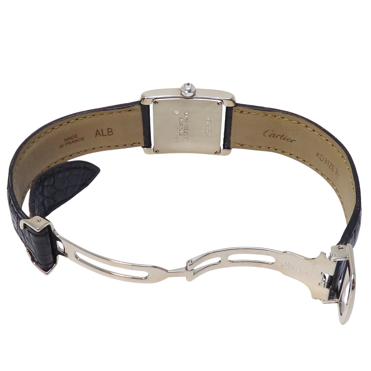 タンクフランセーズ MM ベゼルダイヤ WE100951 WG/革 オフホワイト クオーツ レディース