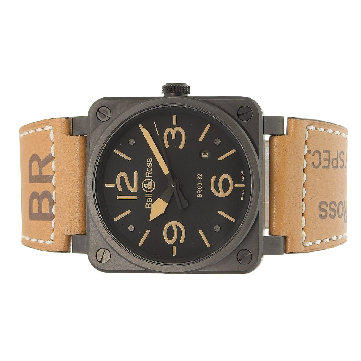 ゴールデンヘリテージ BR03-92 SS/革 ブラック 自動巻き メンズ