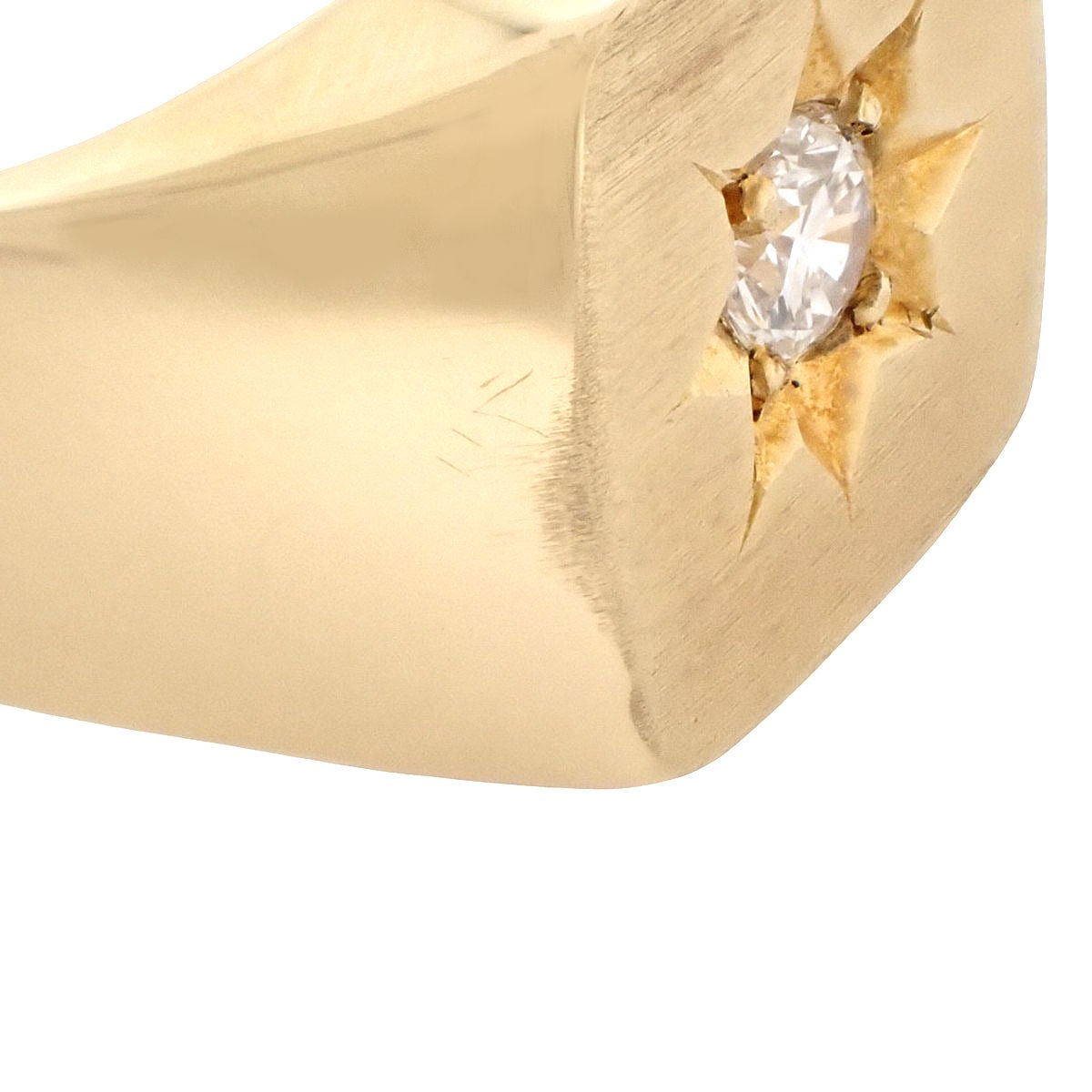 ダイヤモンド 印台リング D0.225 イエローゴールド K18YG 14.9g