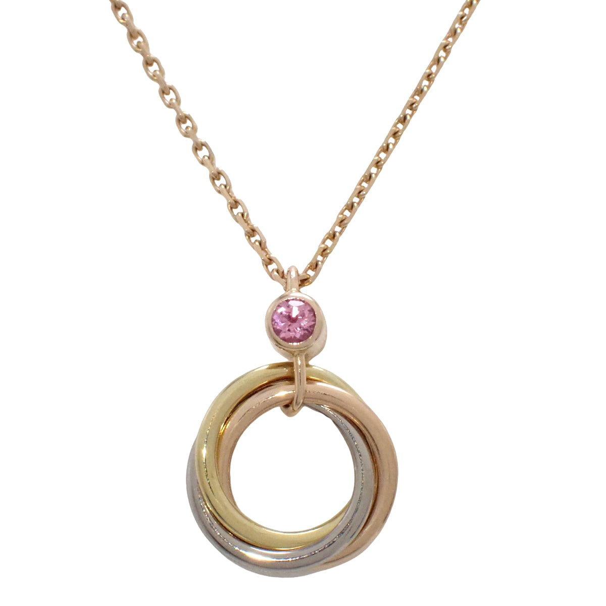 ベビートリニティ ネックレス ピンクサファイア K18YG WG PG 3.0g