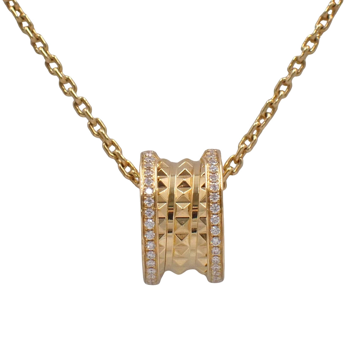 B-zero1 镶钻岩石项链，18K黄金材质，15.7克