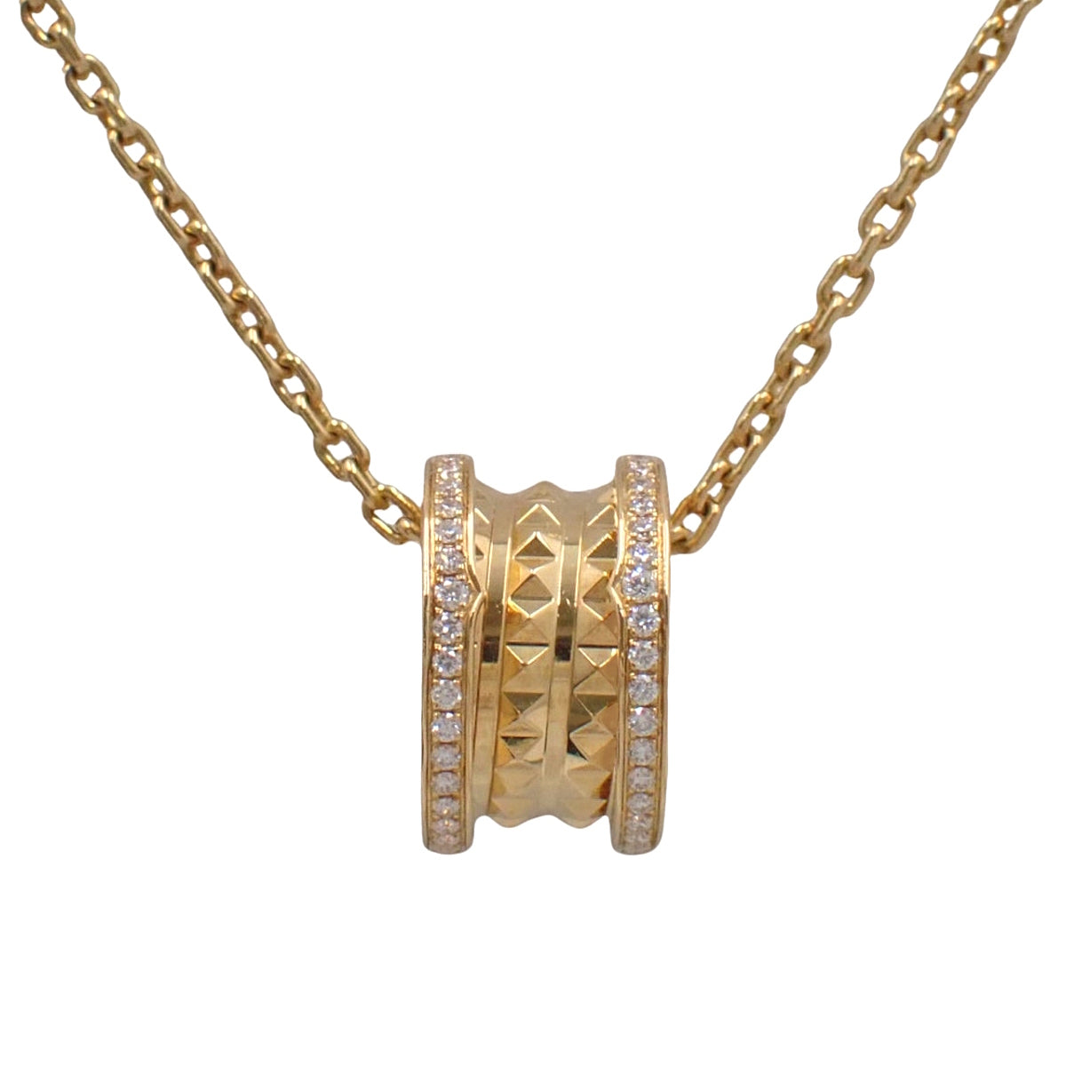 B-zero1 镶钻岩石项链，18K黄金材质，15.7克