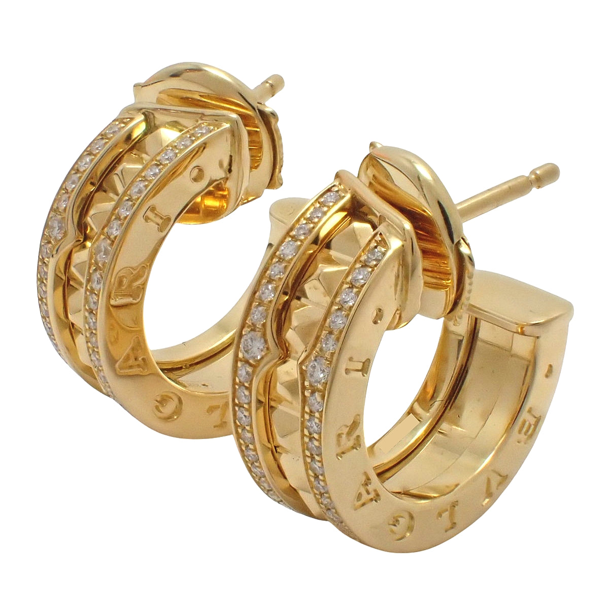 ビー・ゼロワン ロックイヤリング ダイヤモンド イエローゴールド K18YG 10.0g