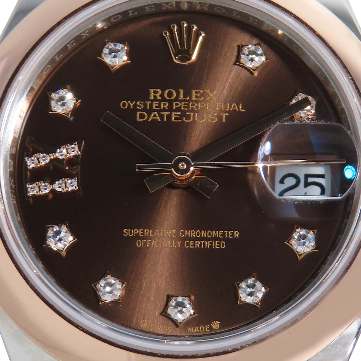 デイトジャスト 28 279161G PG/SS ランダム番 チョコレート/ダイヤインデックス 自動巻き レディース