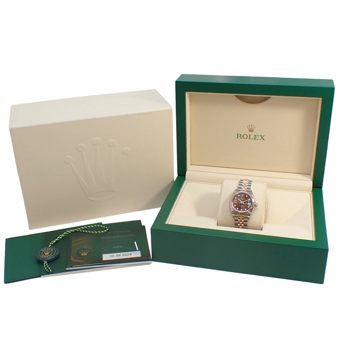 デイトジャスト 28 279161G PG/SS ランダム番 チョコレート/ダイヤインデックス 自動巻き レディース