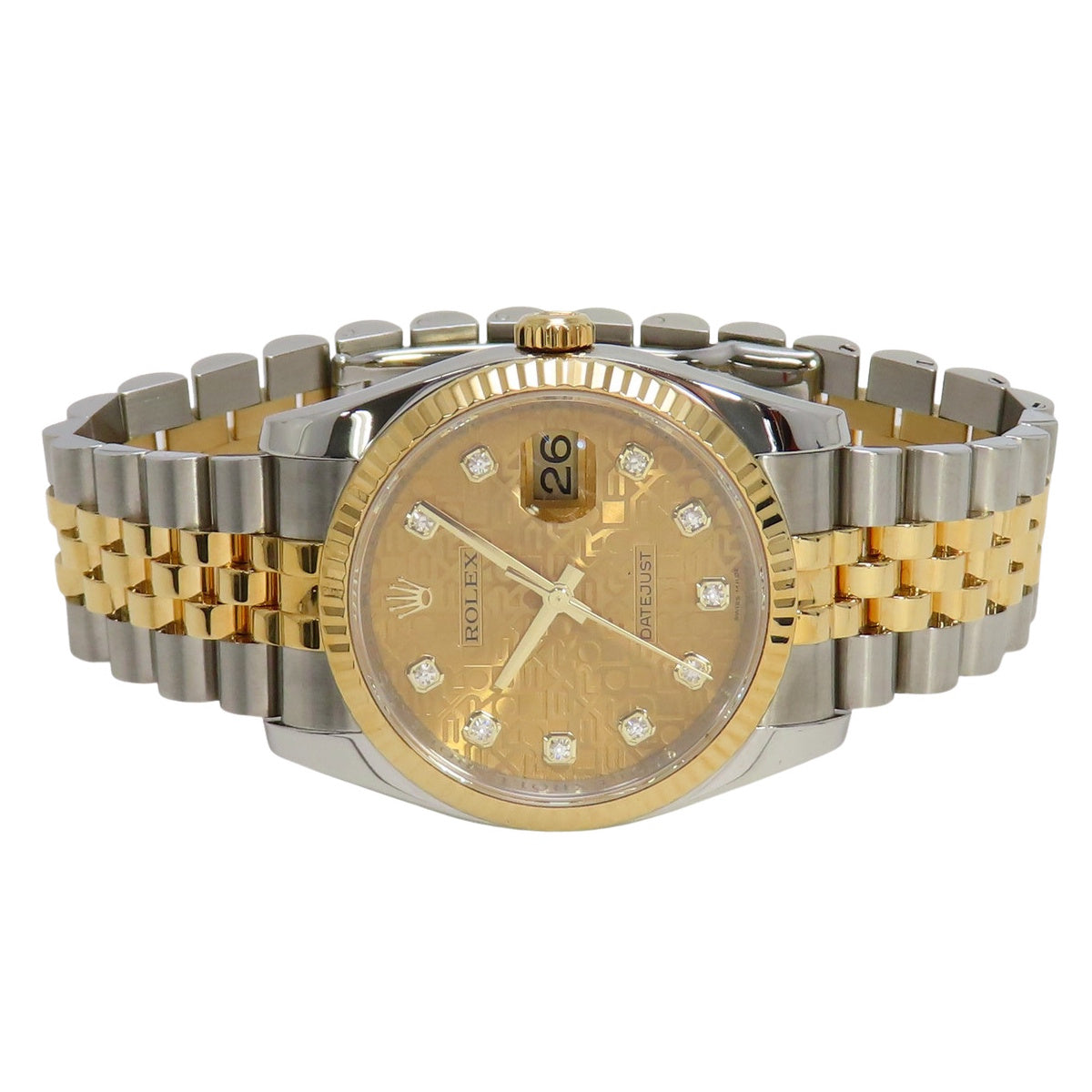 デイトジャスト 116233G YG/SS ランダム番 彫りコンピューター文字盤 10Pダイヤ 自動巻き メンズ