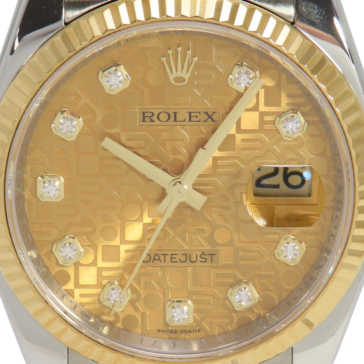 デイトジャスト 116233G YG/SS ランダム番 彫りコンピューター文字盤 10Pダイヤ 自動巻き メンズ