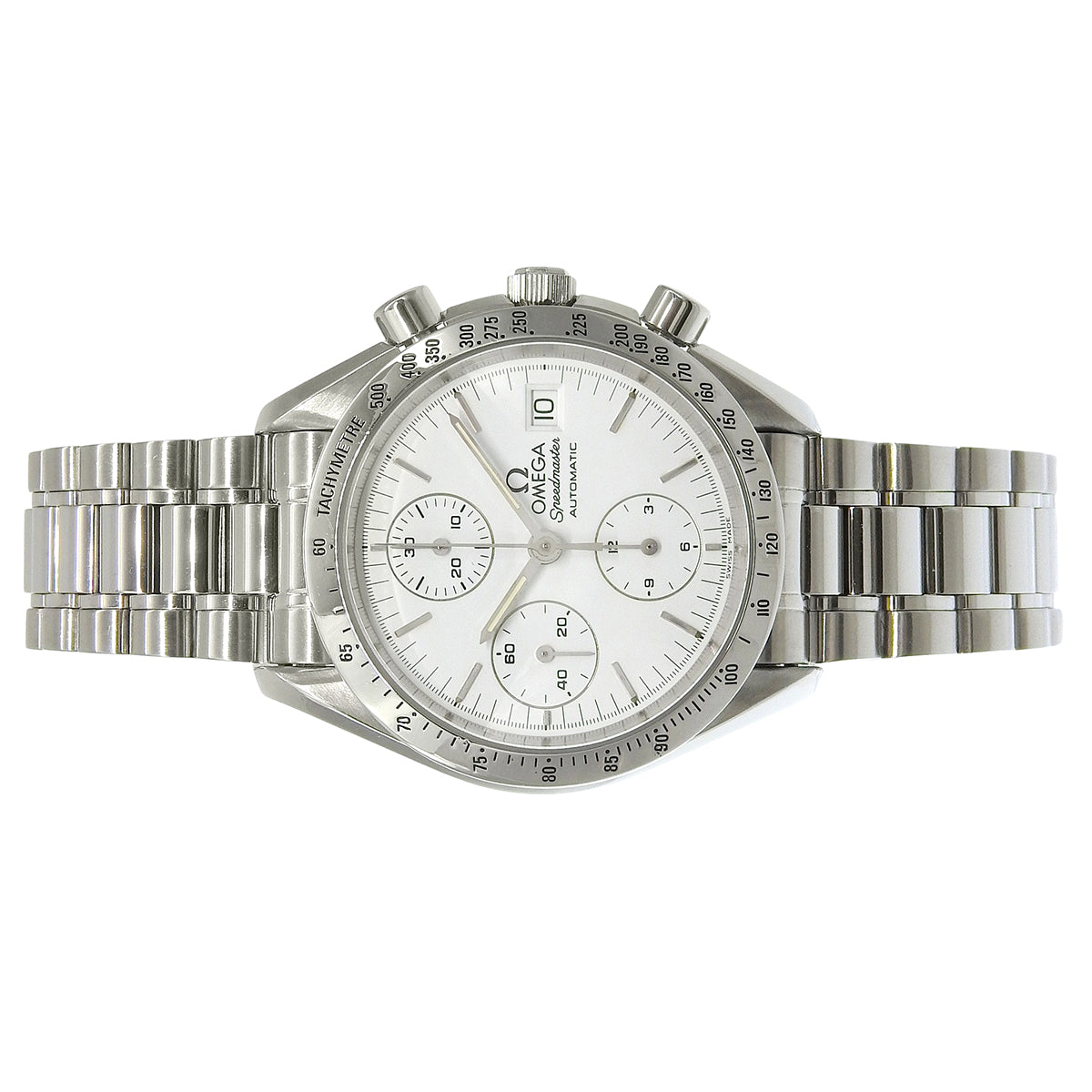 スピードマスター デイト 3511.20 SS ホワイト 自動巻き メンズ