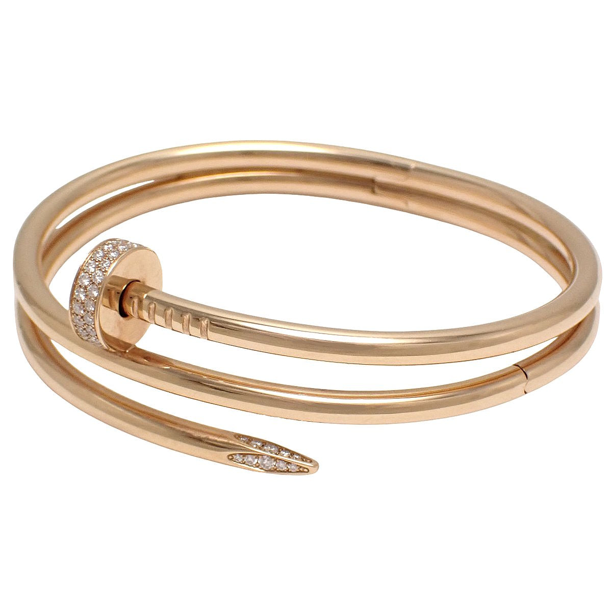 ジュスト アン クル ブレスレット ダブル ダイヤモンド K18PG 17 57.0g